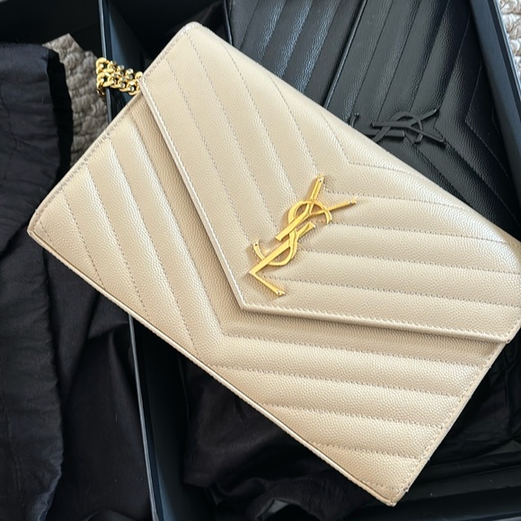 YSL Monogram Large Wallet on Chain in Grained Leather - Picture 1 of 3